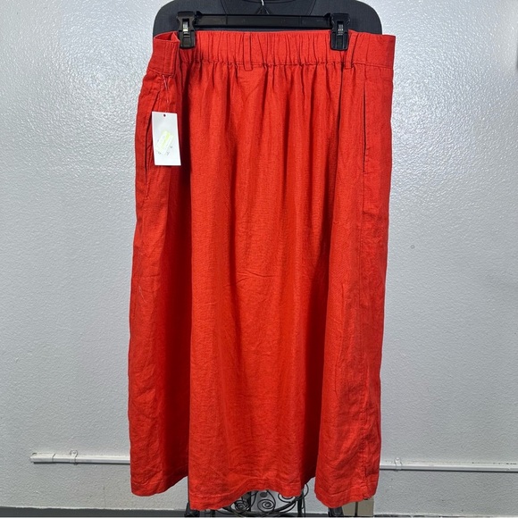 A New Day Red Pencil Linen Midi Skirt Casual - Picture 4 of 6